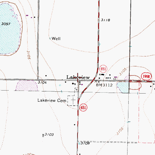Topographic Map of Lakeview, TX