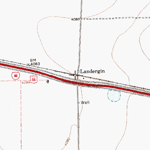 Topographic Map of Landergin, TX