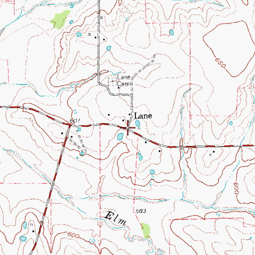 Topographic Map of Lane, TX