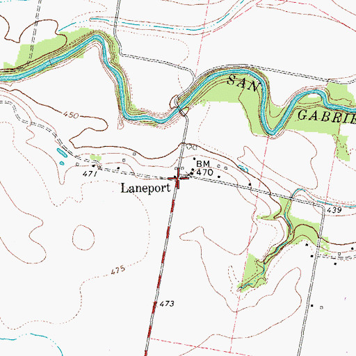 Topographic Map of Laneport, TX