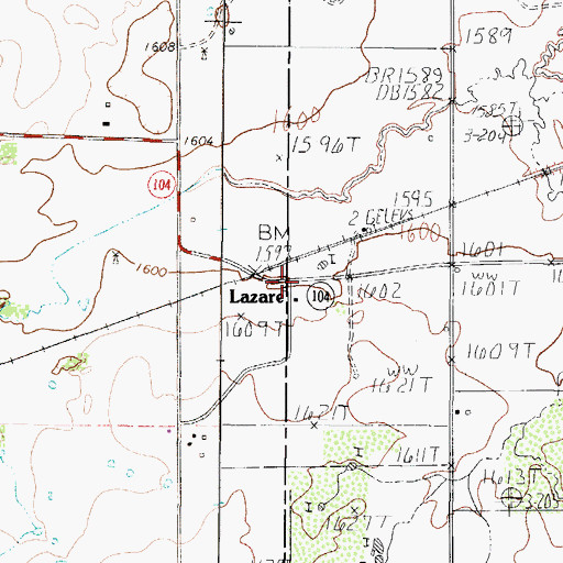 Topographic Map of Lazare, TX