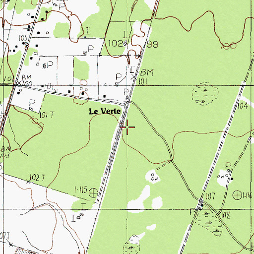 Topographic Map of Le Verte, TX