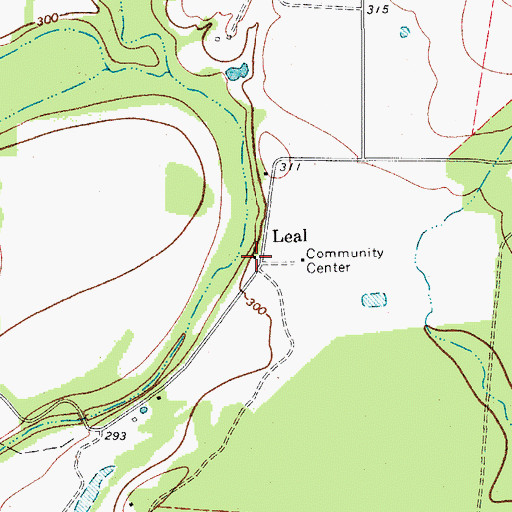 Topographic Map of Leal, TX