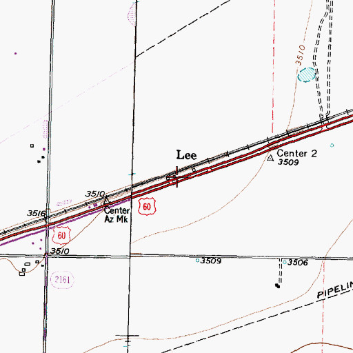 Topographic Map of Lee, TX