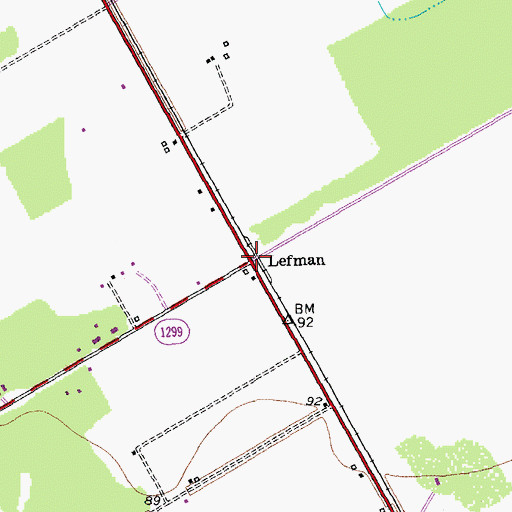 Topographic Map of Lefman, TX