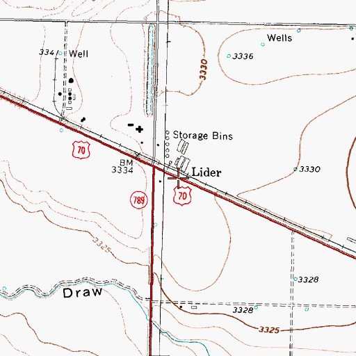 Topographic Map of Lider, TX