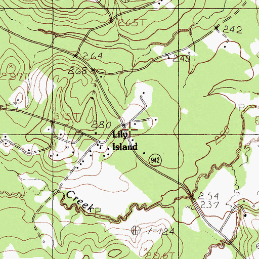 Topographic Map of Lily Island, TX