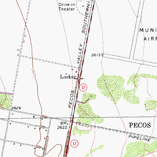 Topographic Map of Locker, TX