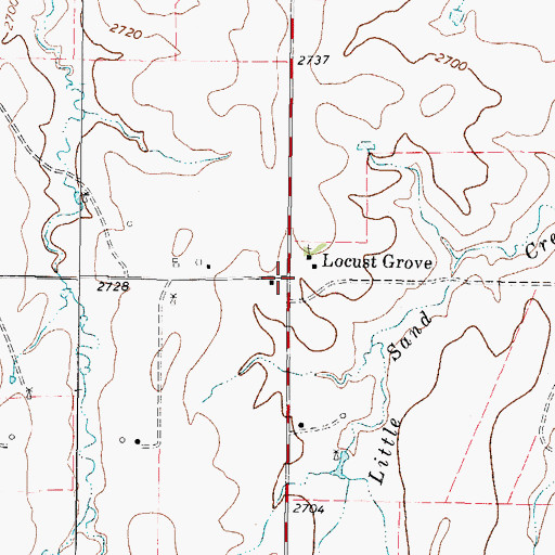 Topographic Map of Locust Grove, TX