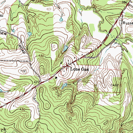 Topographic Map of Lone Oak, TX