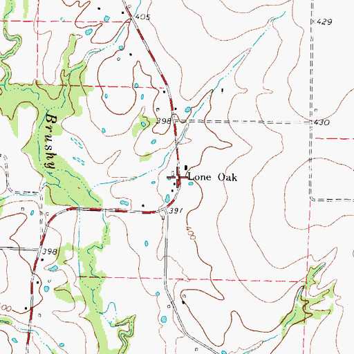 Topographic Map of Lone Oak, TX