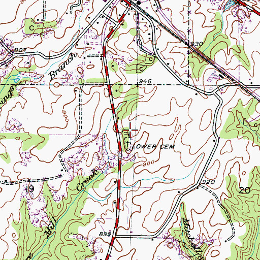 Topographic Map of Middle Church, AL