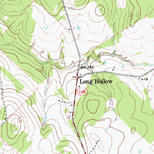 Topographic Map of Long Hollow, TX