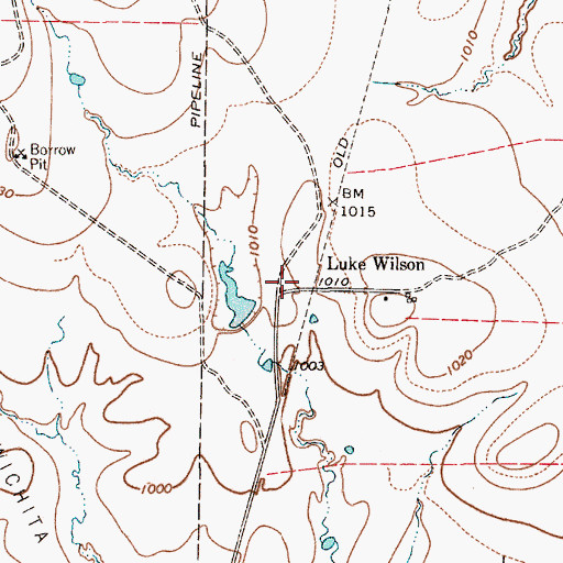 Topographic Map of Luke Wilson, TX