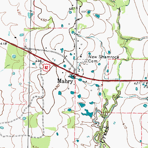 Topographic Map of Mabry, TX
