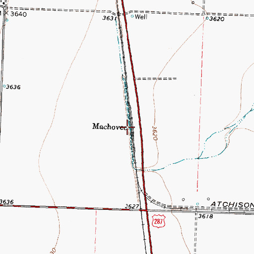 Topographic Map of Machovec, TX