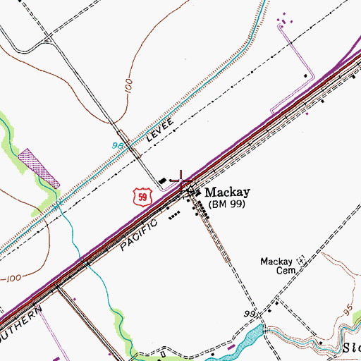 Topographic Map of Mackay, TX