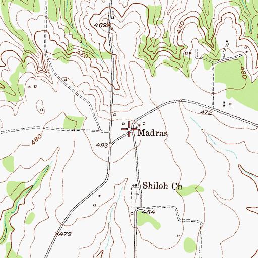 Topographic Map of Madras, TX