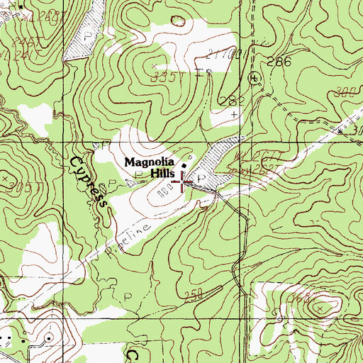 Topographic Map of Magnolia Hills, TX