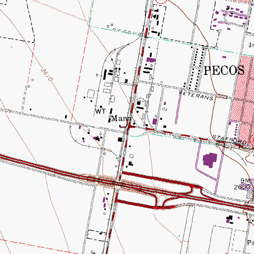 Topographic Map of Mann, TX