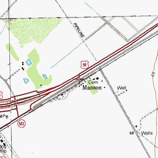 Topographic Map of Manson, TX