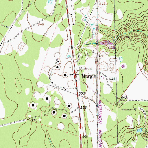 Topographic Map of Margie, TX