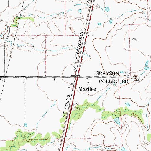 Topographic Map of Marilee, TX