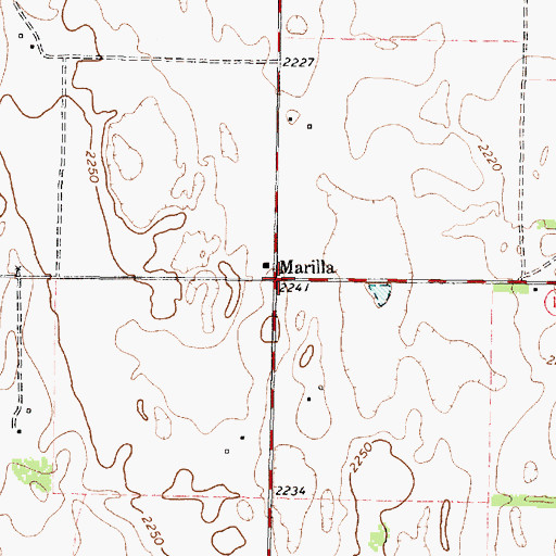 Topographic Map of Marilla, TX