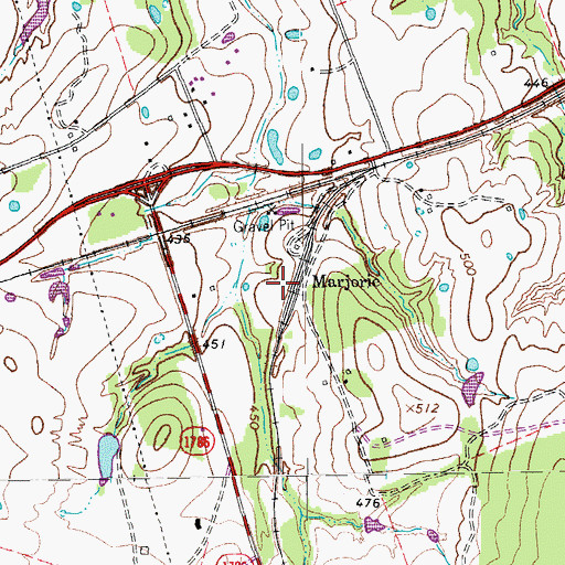 Topographic Map of Marjorie, TX