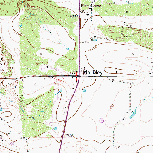 Topographic Map of Markley, TX