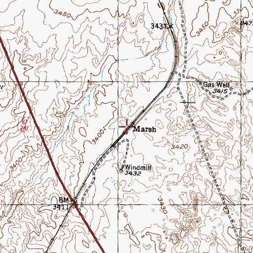 Topographic Map of Marsh, TX