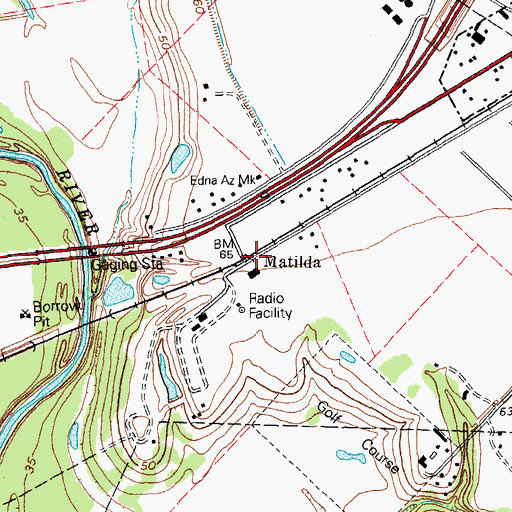 Topographic Map of Matilda, TX