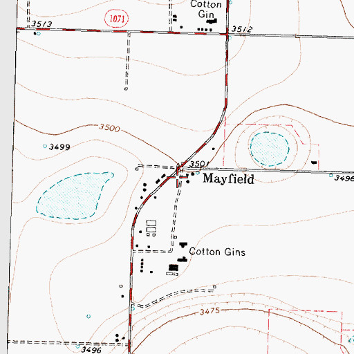 Topographic Map of Mayfield, TX