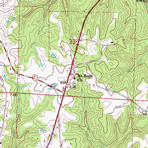 Topographic Map of Mount Hope Cemetery, AL