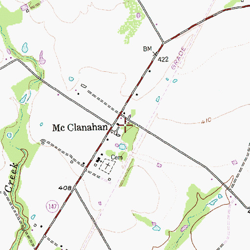 Topographic Map of McClanahan, TX