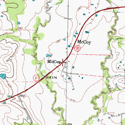 Topographic Map of McCoy, TX