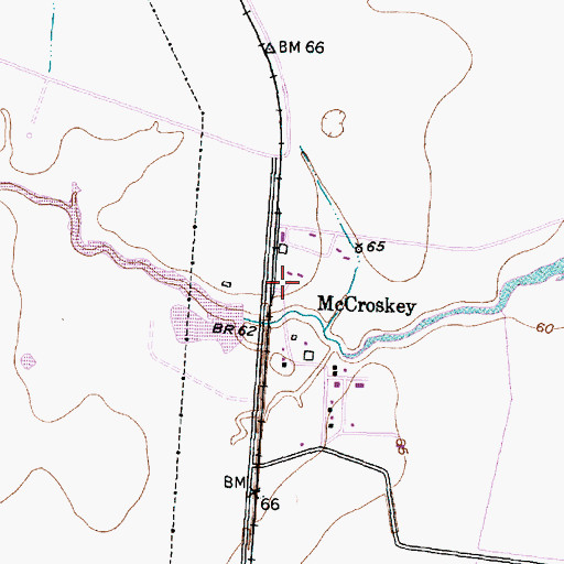 Topographic Map of McCroskey, TX