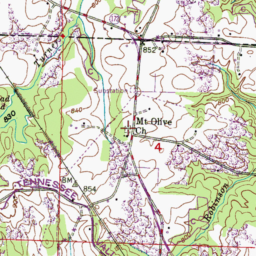 Topographic Map of Mount Olive Cemetery, AL