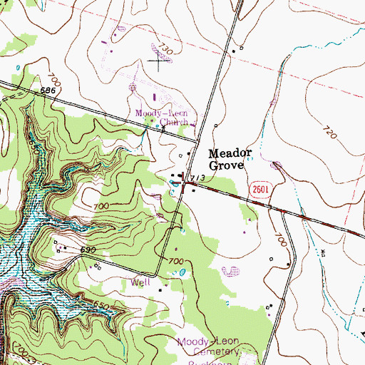 Topographic Map of Meador Grove, TX