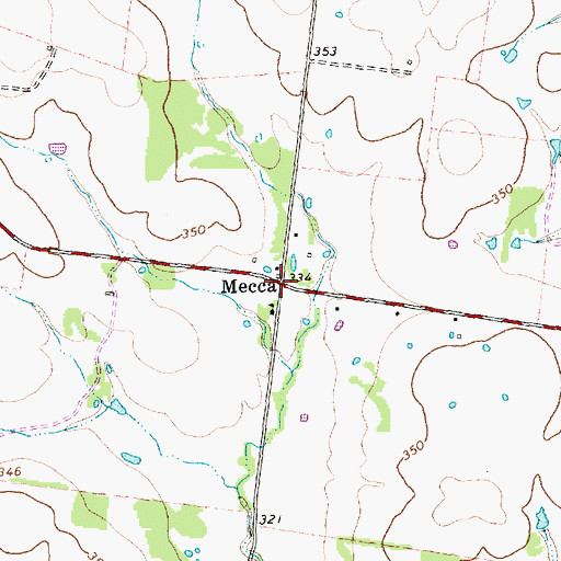 Topographic Map of Mecca, TX