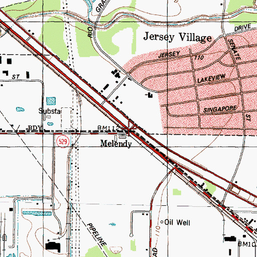 Topographic Map of Melendy, TX