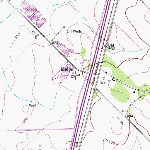Topographic Map of Melon, TX