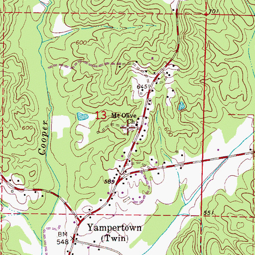 Topographic Map of Mount Olive Cemetery, AL