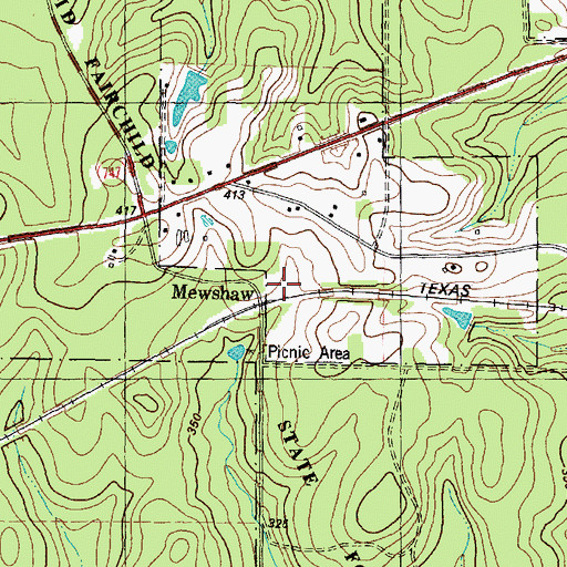 Topographic Map of Mewshaw, TX
