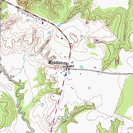 Topographic Map of Middleton, TX