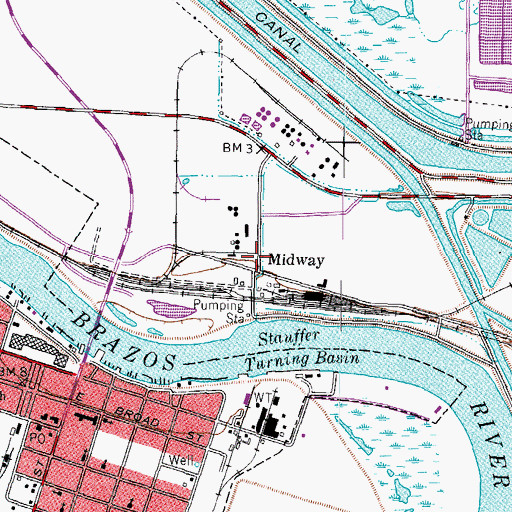 Topographic Map of Midway, TX