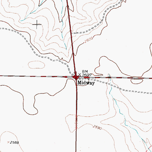 Topographic Map of Midway, TX