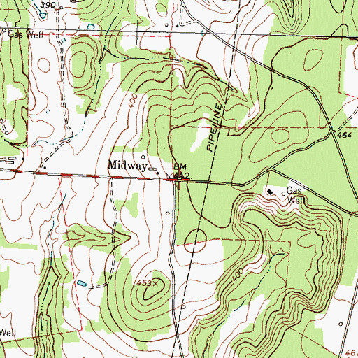 Topographic Map of Midway, TX