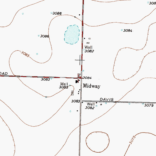 Topographic Map of Midway, TX