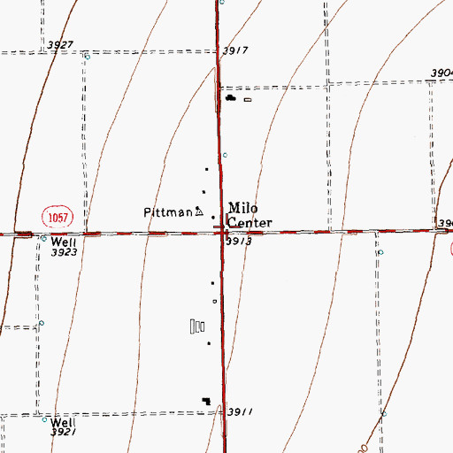 Topographic Map of Milo Center, TX